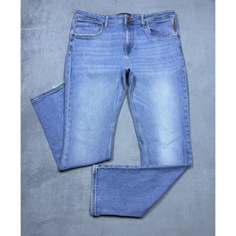 Royal Enfield Jeans Mens 36x32 350 Slim Straight Light Wash Tapered Normcore